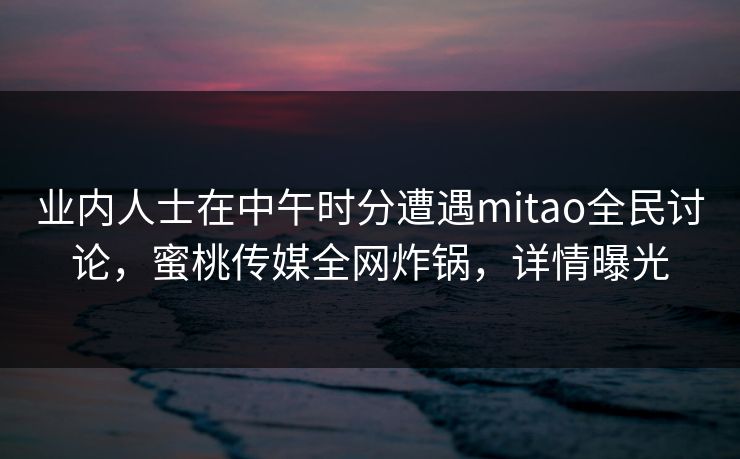 业内人士在中午时分遭遇mitao全民讨论，蜜桃传媒全网炸锅，详情曝光