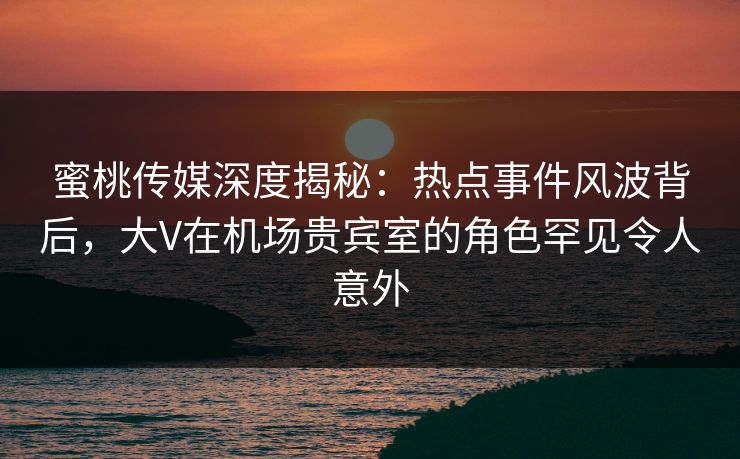 蜜桃传媒深度揭秘：热点事件风波背后，大V在机场贵宾室的角色罕见令人意外