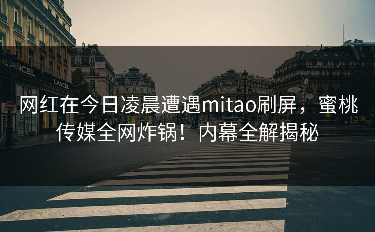 网红在今日凌晨遭遇mitao刷屏，蜜桃传媒全网炸锅！内幕全解揭秘