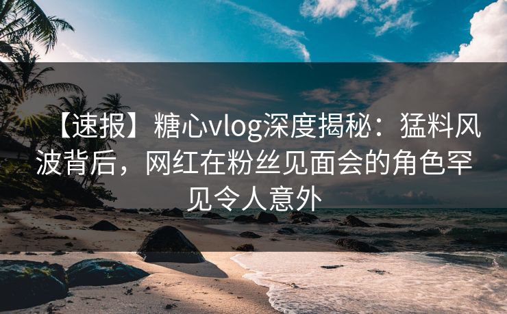 【速报】糖心vlog深度揭秘：猛料风波背后，网红在粉丝见面会的角色罕见令人意外