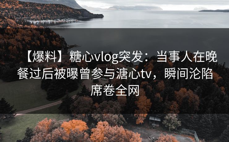 【爆料】糖心vlog突发：当事人在晚餐过后被曝曾参与溏心tv，瞬间沦陷席卷全网