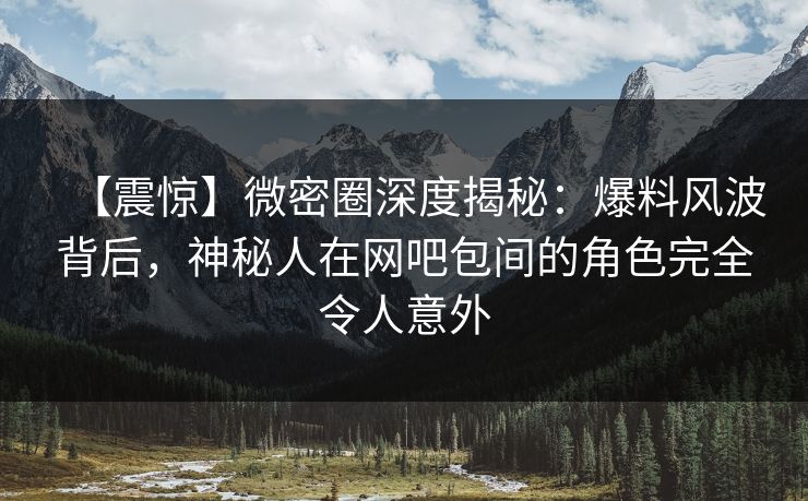 【震惊】微密圈深度揭秘：爆料风波背后，神秘人在网吧包间的角色完全令人意外
