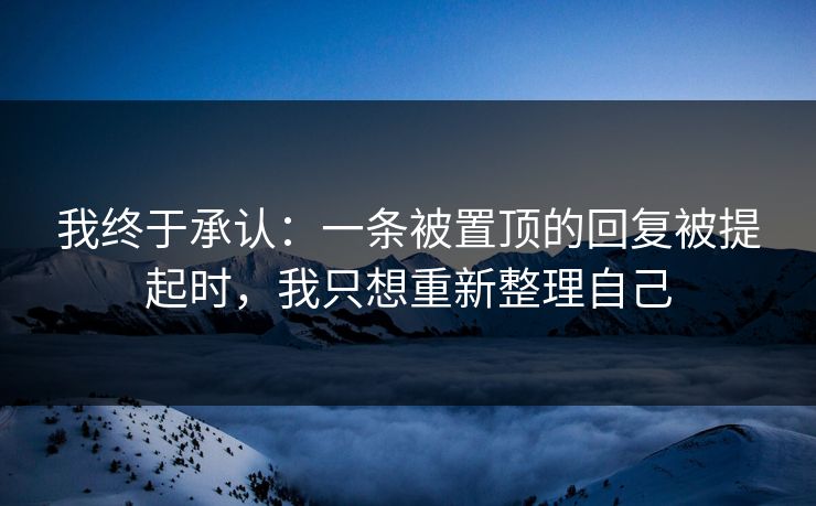 我终于承认：一条被置顶的回复被提起时，我只想重新整理自己